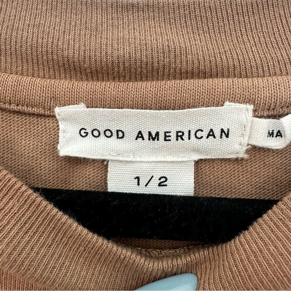 Good American Essential Long Sleeve Crewneck Top Putty Brown size 1/2 small S/M - Picture 7 of 12
